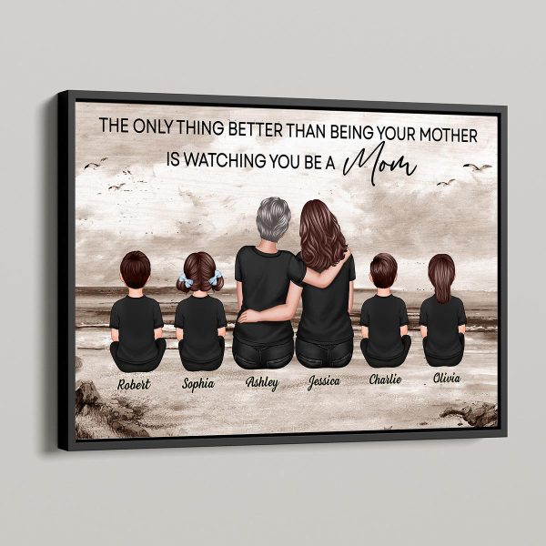 Watching You Be A Mom Back View Mom Daughter & Grandchildren Personalized Poster on Sale - Image 4