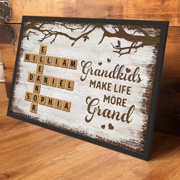 Grandkids Make Life More Grand Crossword Puzzle Art Personalized Poster, Christmas Gift for Grandma Online Sale - Image 5