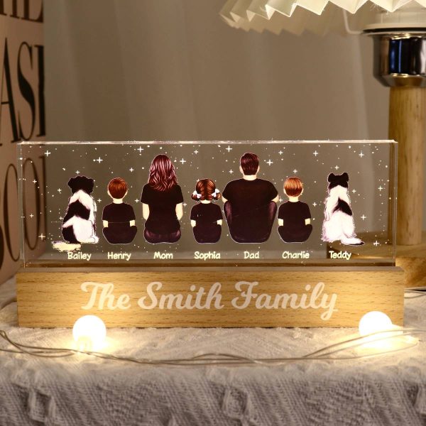 The Whole Family Dad Mom Kids Dogs Cats Personalized Acrylic Block LED Night Light For Discount - Image 3