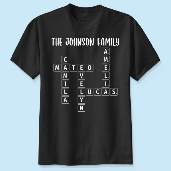 Family Tee Crossword Art Puzzle Personalized Shirt on Sale