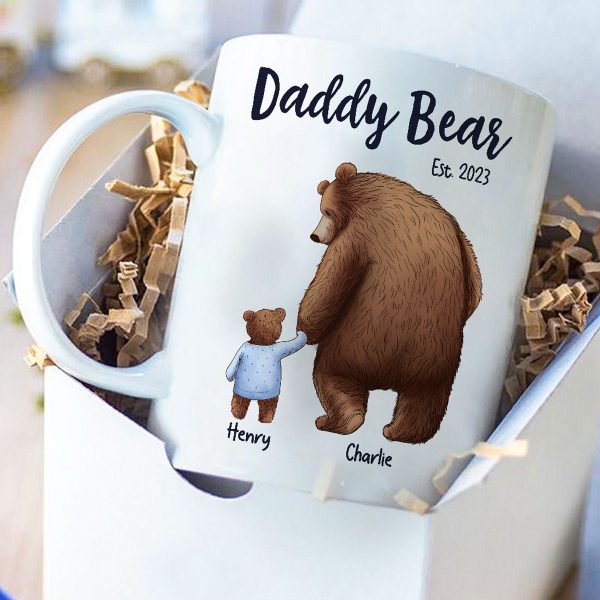 Daddy Bear Papa Bear Father‘s Day Gift For Husband Dad Grandpa Personalized Mug For Cheap - Image 3