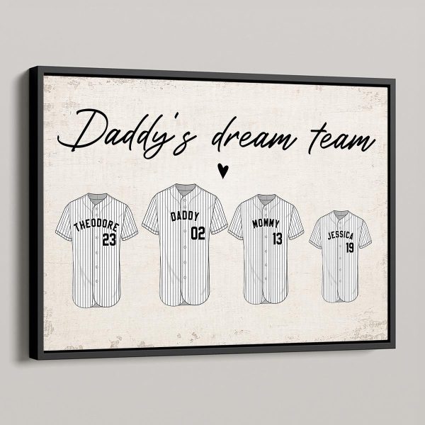Baseball Daddy‘s Dream Team Personalized Poster, Gift For Dad, Grandpa Discount - Image 4