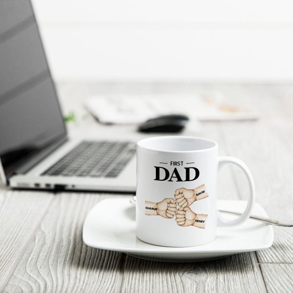 Fist Bump First Dad Now Grandpa Personalized Mug For Sale - Image 4