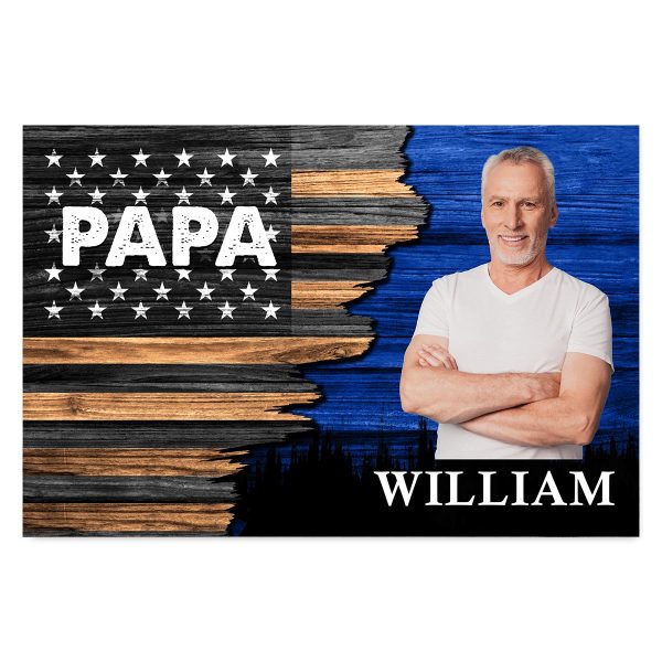 Dad Grandpa Papa Photo Inserted Half Nation Flag Personalized Horizontal Poster Hot on Sale