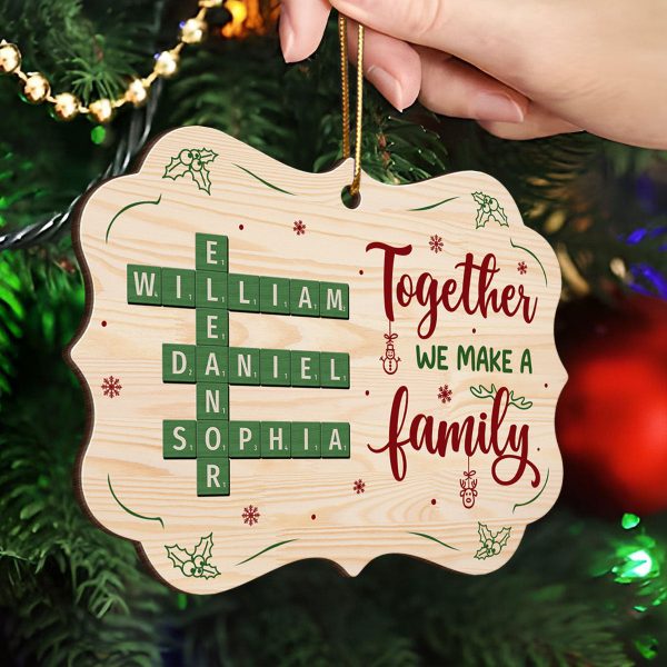 Together We Make A Family Crossword Puzzle Personalized Wooden Ornament, Christmas Gift for Husband Wife, Daughter Son, Grandma Grandpa For Sale - Image 2