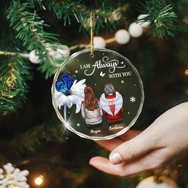 Butterfly Daisy Always With You Personalized Circle Glass Ornament, Heartfelt Memorial Gift For Your Loved One Discount - Image 4