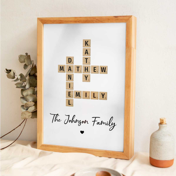Family Crossword Art - Created In A Moment, Treasured Forever Personalized Poster Online Hot Sale