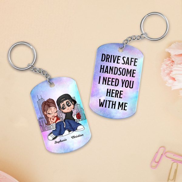 Drive Safe Handsome I Need You Here With Me, Y2K Couple Personalized Acrylic Keychain Fashion - Image 2