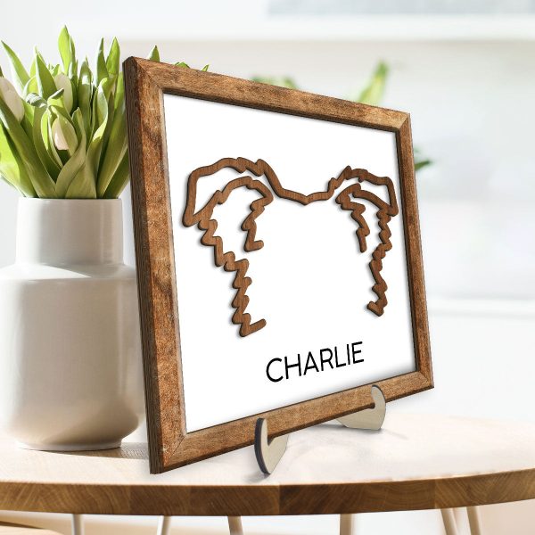 Custom Dog Ear Line Drawing Personalized 2-Layer Wooden Plaque Supply - Image 3