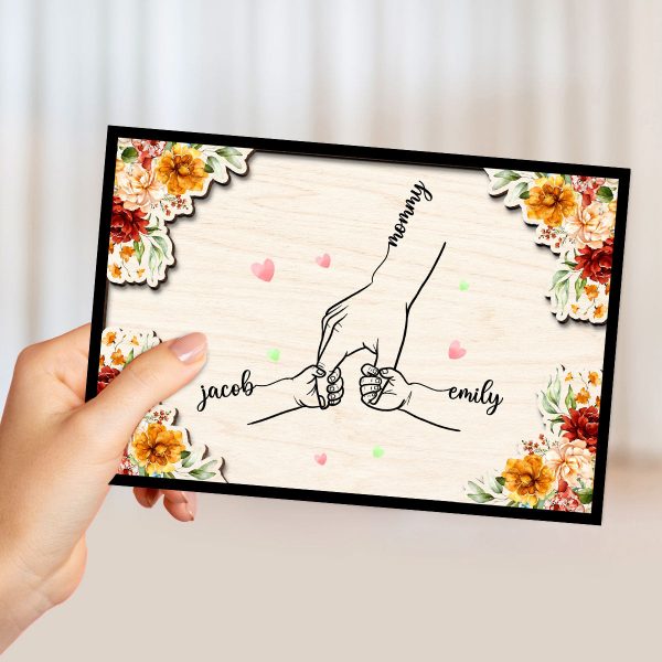 Mom Holding Children Hands Personalized 2-Layer Wooden Plaque Online Hot Sale - Image 4