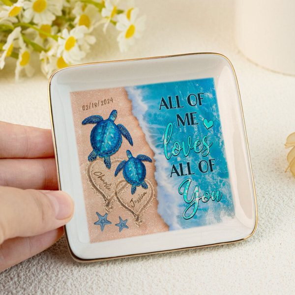 As The Ocean Has No End Turtle Couple Personalized Jewelry Dish, Wedding Gift, Anniversary Gift, Gift For Her For Sale - Image 3
