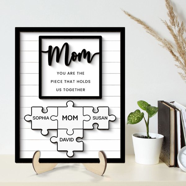 You Are The Piece Holds Us Together Gift For Mom Grandma Personalized 2-Layer Wooden Plaque Sale - Image 2