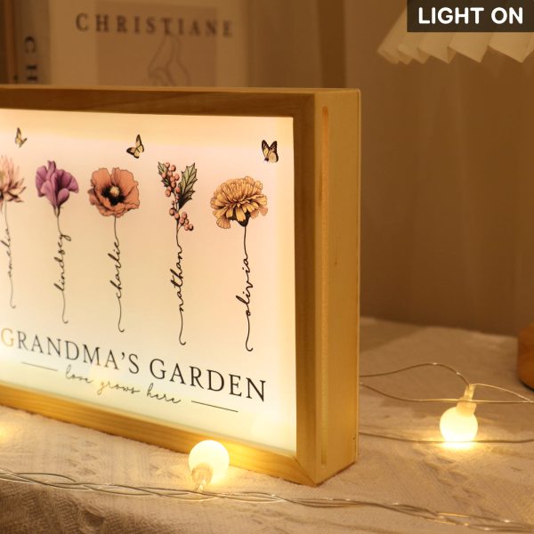 Grandma‘s Garden Love Grows Here Unique Gift For Mom Grandma Personalized Luminous Frame Light Box Cheap - Image 5