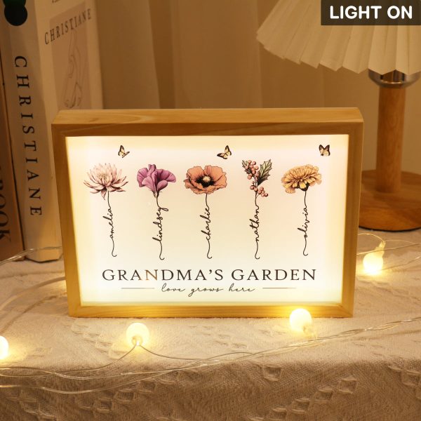 Grandma‘s Garden Love Grows Here Unique Gift For Mom Grandma Personalized Luminous Frame Light Box Cheap - Image 3