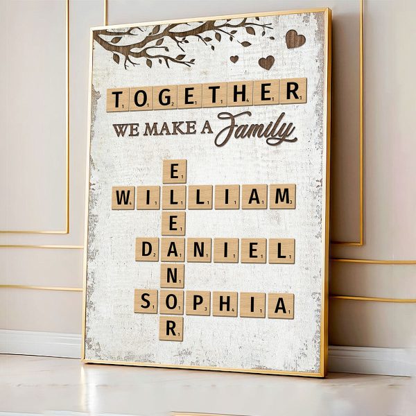 Together We Make A Family Crossword Puzzle Art Personalized Poster on Sale - Image 4