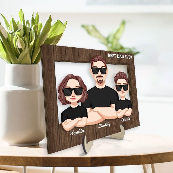 Vector Man Dad Grandpa And Kids Personalized 2-Layer Wooden Plaque Cheap - Image 3