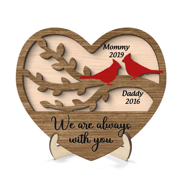 Cardinals Heart Dad Mom Memorial Personalized 2-Layer Wooden Plaque Discount