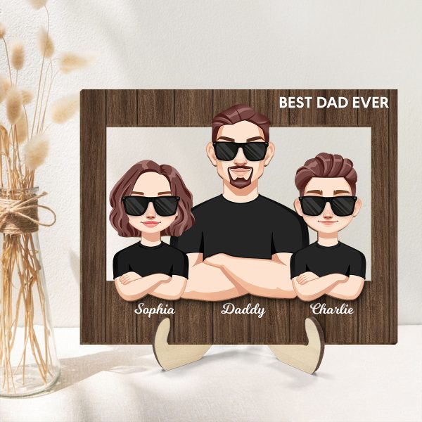 Vector Man Dad Grandpa And Kids Personalized 2-Layer Wooden Plaque Cheap - Image 2