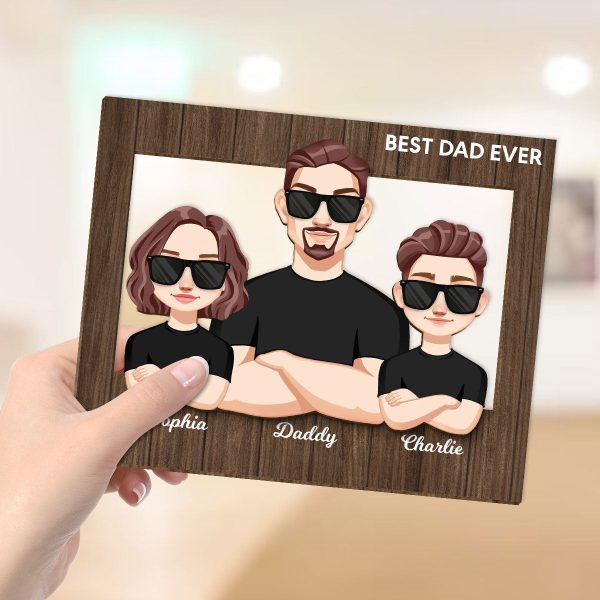 Vector Man Dad Grandpa And Kids Personalized 2-Layer Wooden Plaque Cheap - Image 4