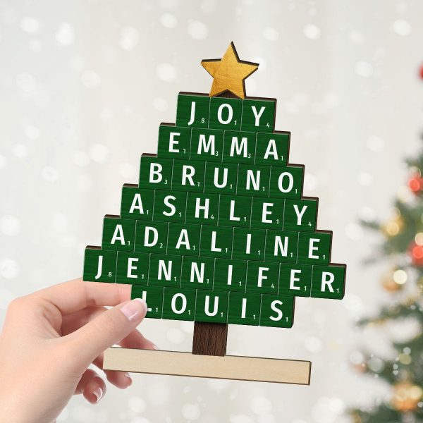 Christmas Tree Word Art Unique Christmas Decor Personalized Standing Wooden Plaque Online now - Image 4