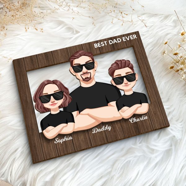 Vector Man Dad Grandpa And Kids Personalized 2-Layer Wooden Plaque Cheap - Image 5