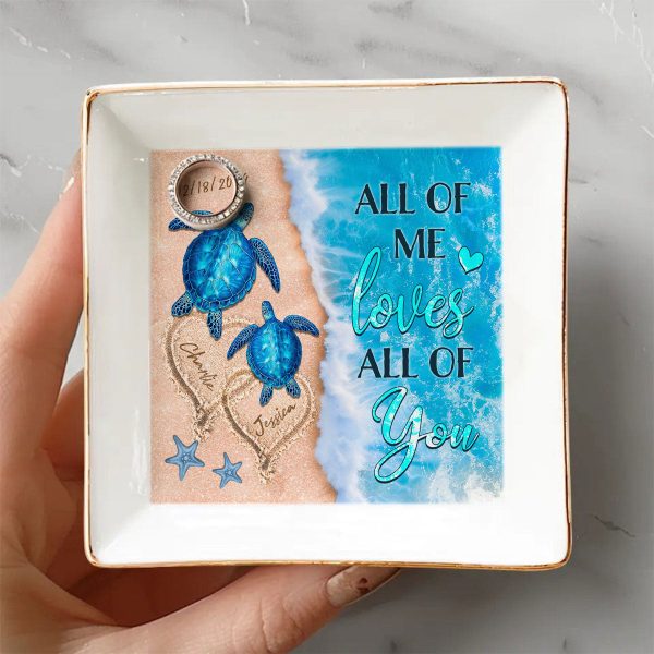 As The Ocean Has No End Turtle Couple Personalized Jewelry Dish, Wedding Gift, Anniversary Gift, Gift For Her For Sale - Image 2