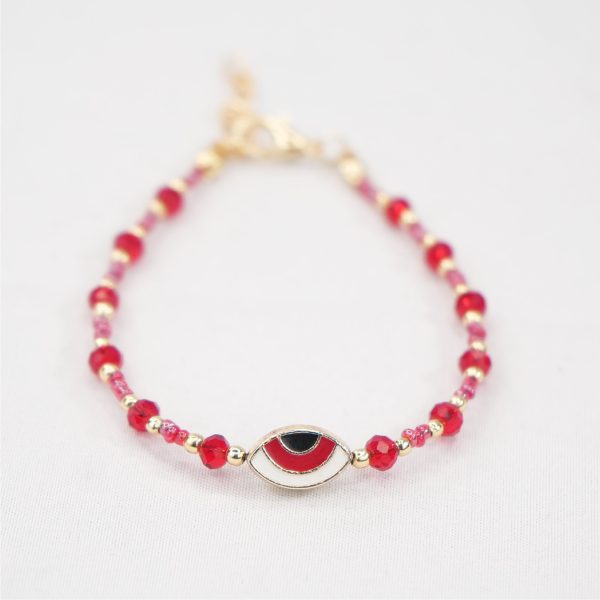 Lux Red Crystal Oval Evil Eye Bracelet: Elegant Protection on Sale