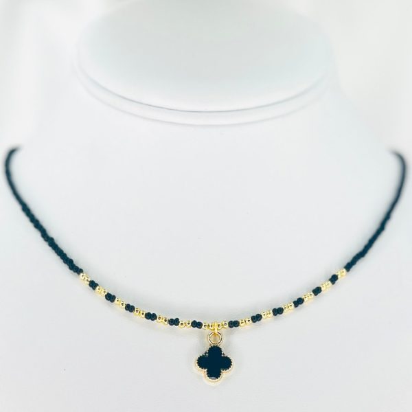 Beaded Clover Pendant Necklace – Lucky Charm, Elegant Hot on Sale