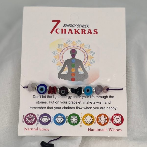 7 Chakras with Evil Eye Beads Bracelet Set – Card Included Online Sale - Image 5