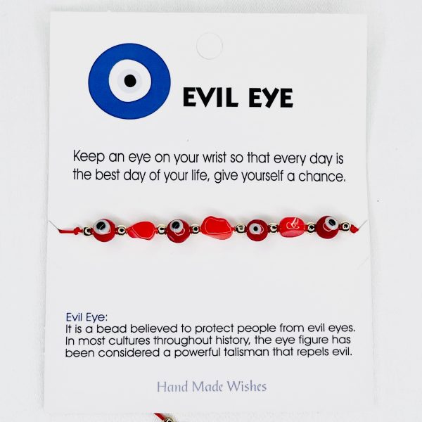 Red Stone Evil Eye Card Bracelet: Fierce Protection Online now