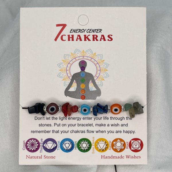 7 Chakras with Evil Eye Beads Bracelet Set – Card Included Online Sale - Image 2